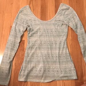 Fitted long sleeve tribal top